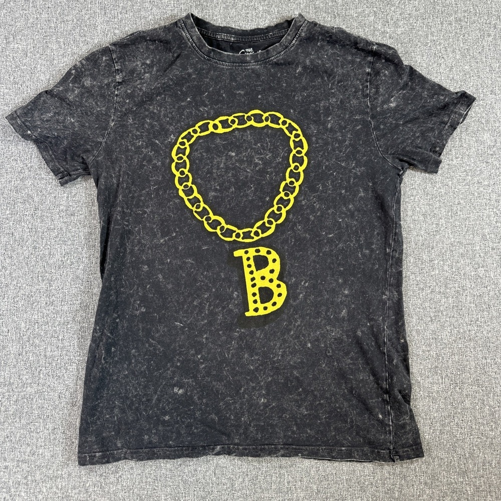 The Simpsons Bart Royalty Chain Acid Wash T-Shirt Black Mens Small